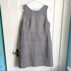 Shift Dress Cut Out Back Geometric Print Size 8 Bl